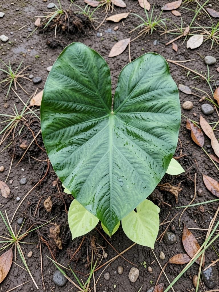 Folhas grandes e onduladas de filodendro em tons de verde, com nervuras marcadas e recortes profundos.