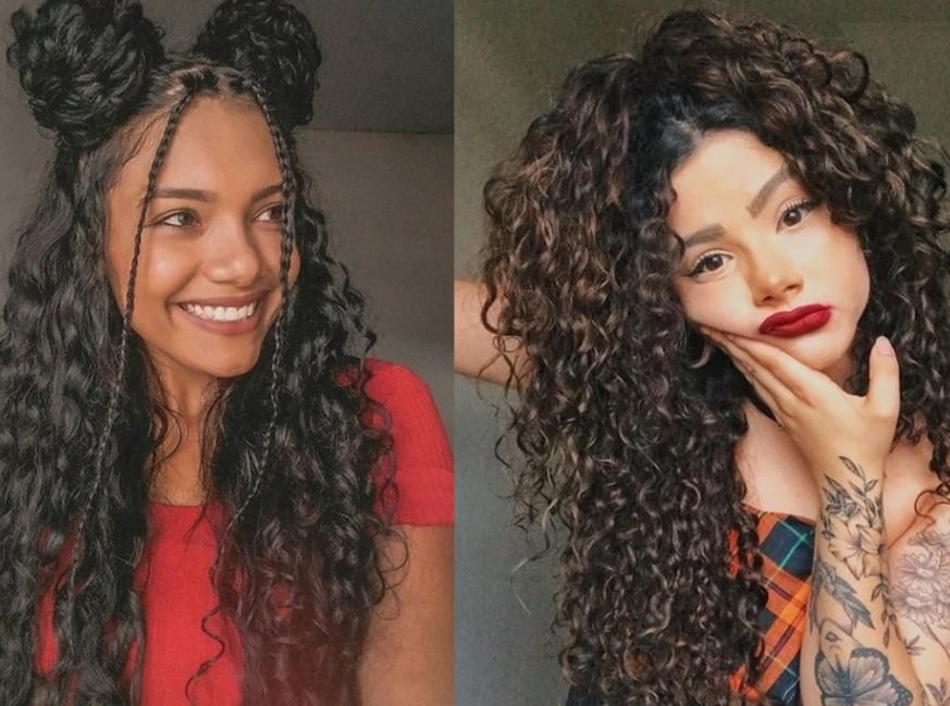 penteado cacheado meio preso com presilha