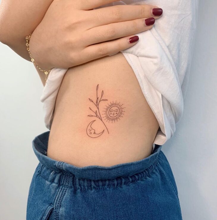 tatuagem de lua e sol feminina