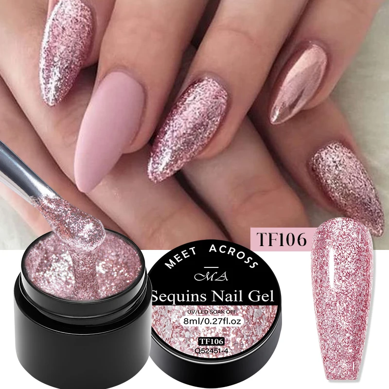unha de gel rosa com glitter e francesinha